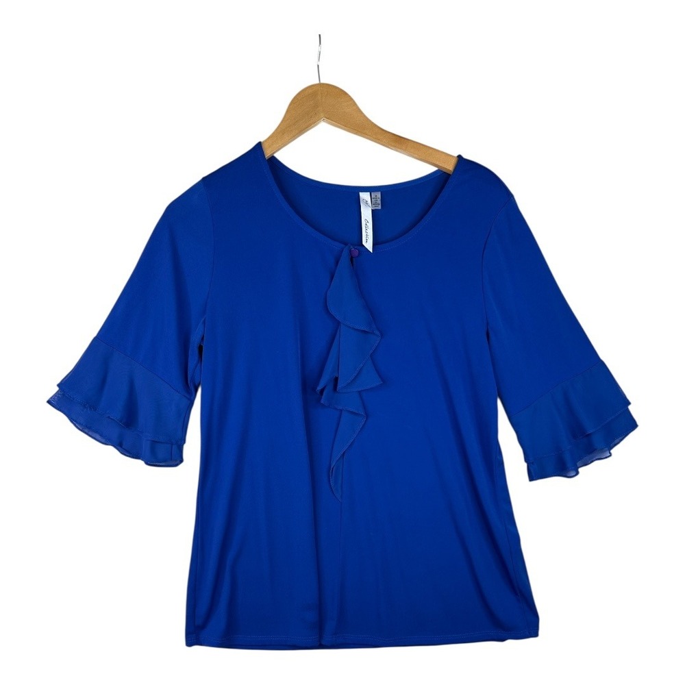 NY Collection Half Sleeve Blouse size Medium Blue